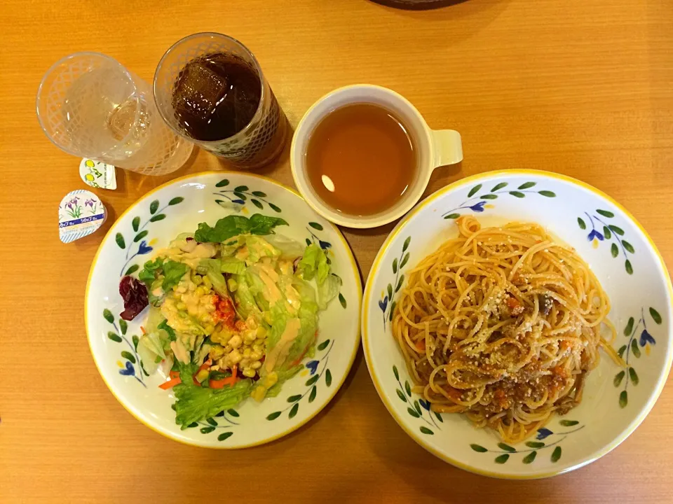 きのこのミートソーススパゲッティランチ|ばーさんさん