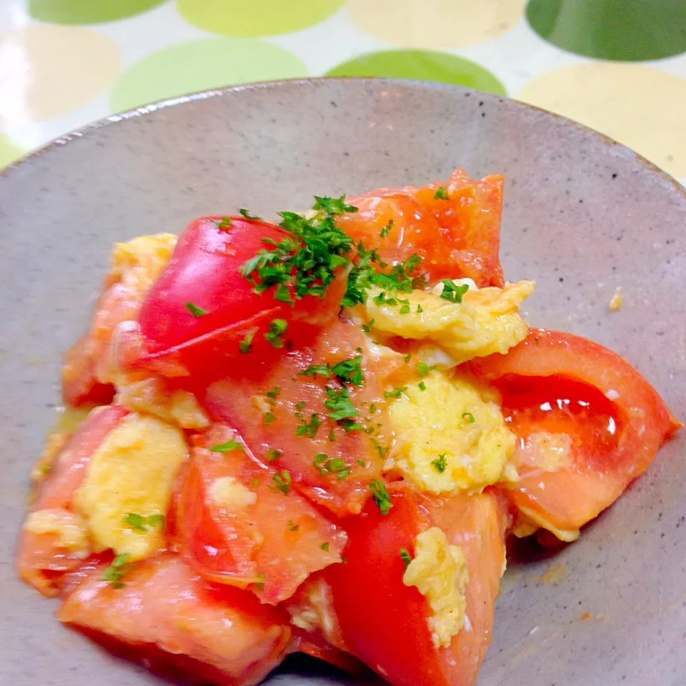 トマトと玉子の中華炒め。|うさ爺さん