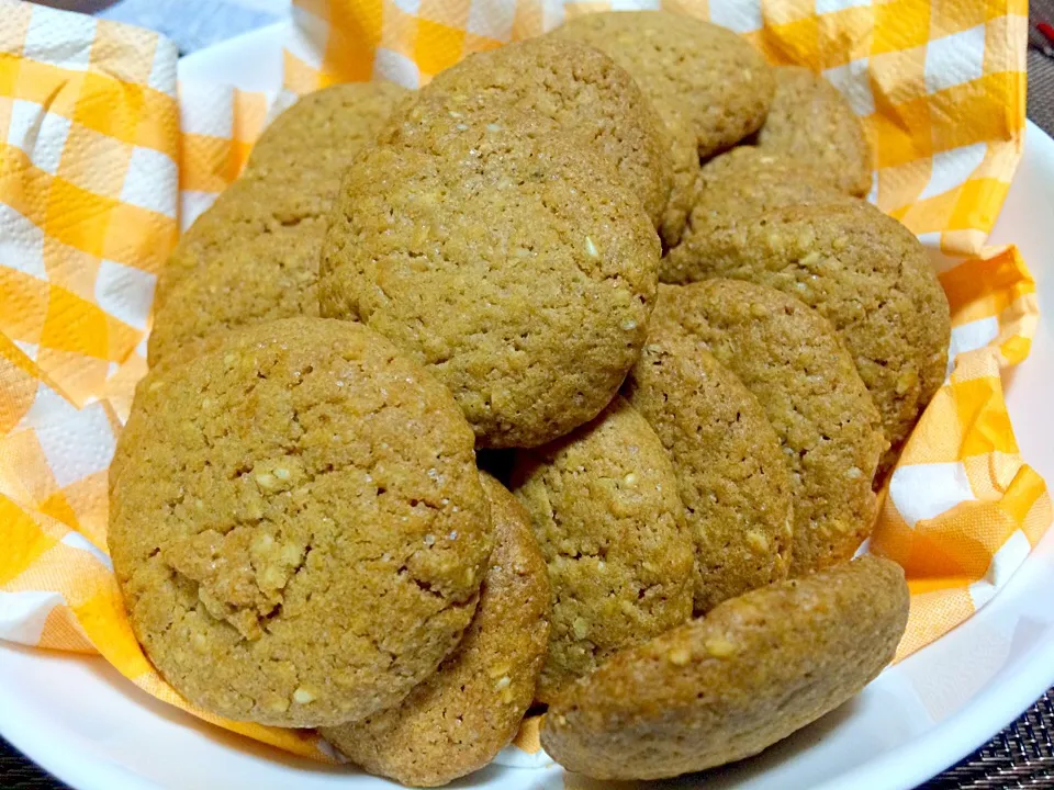 ハナたなさんの料理 簡単ソフトCookie♪案の定 完売なので娘と一緒に作りました。黒糖しょうが ゴマ 全粒粉に置き換えてリターンズ😋|佐野未起さん