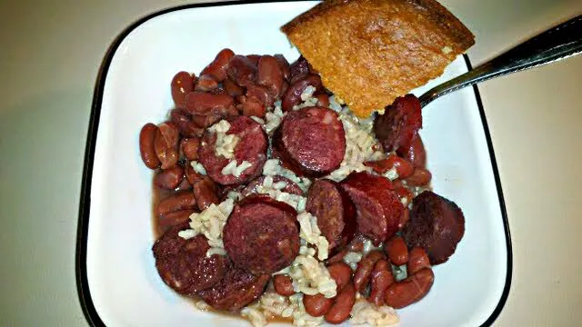 ❤My Mom's Red Beans with Smoked Andouille Sausage over Rice with Cornbread ❤ #Lunch #Pork #Bread #Main dish #Rice 😀😀❤|Alisha GodsglamGirl Matthewsさん