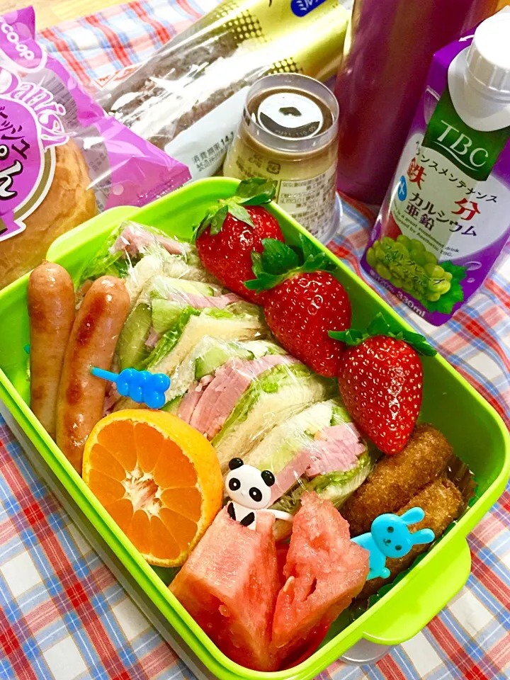 Snapdishの料理写真:ハムサンド弁当(⊹＾◡＾)ノo.♡ﾟ｡*|Blueberry🫐さん