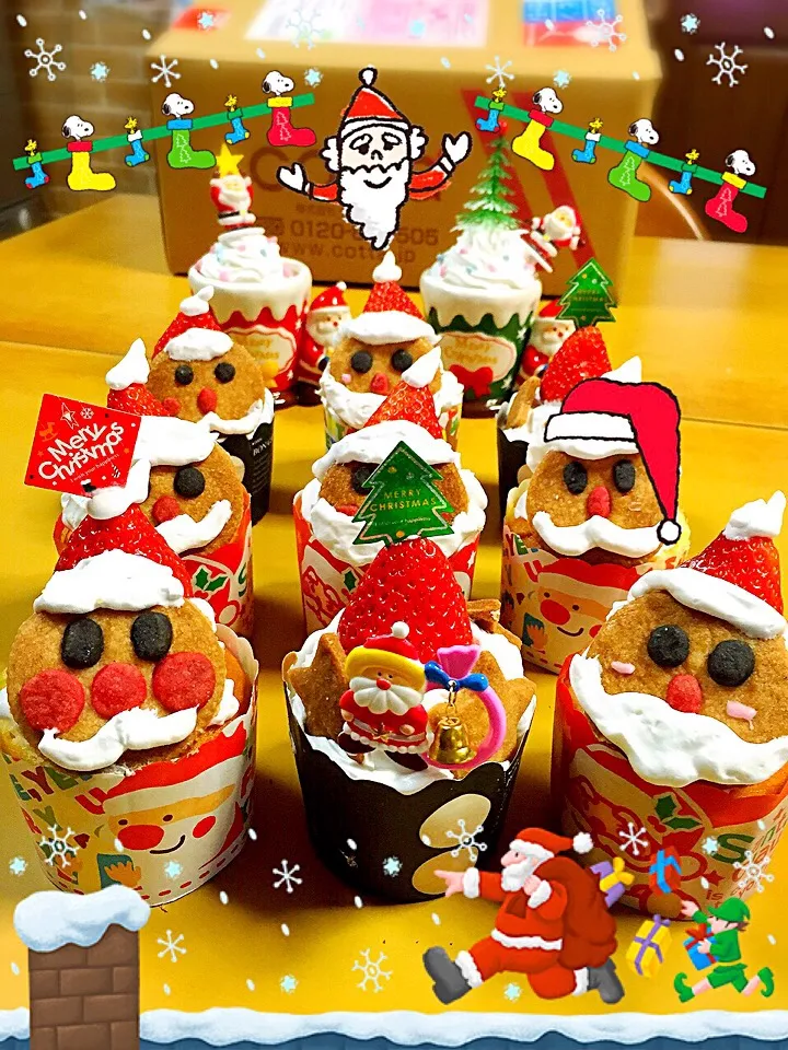 サンタ🎅のカップケーキ♡|✰︎miyu✰︎さん