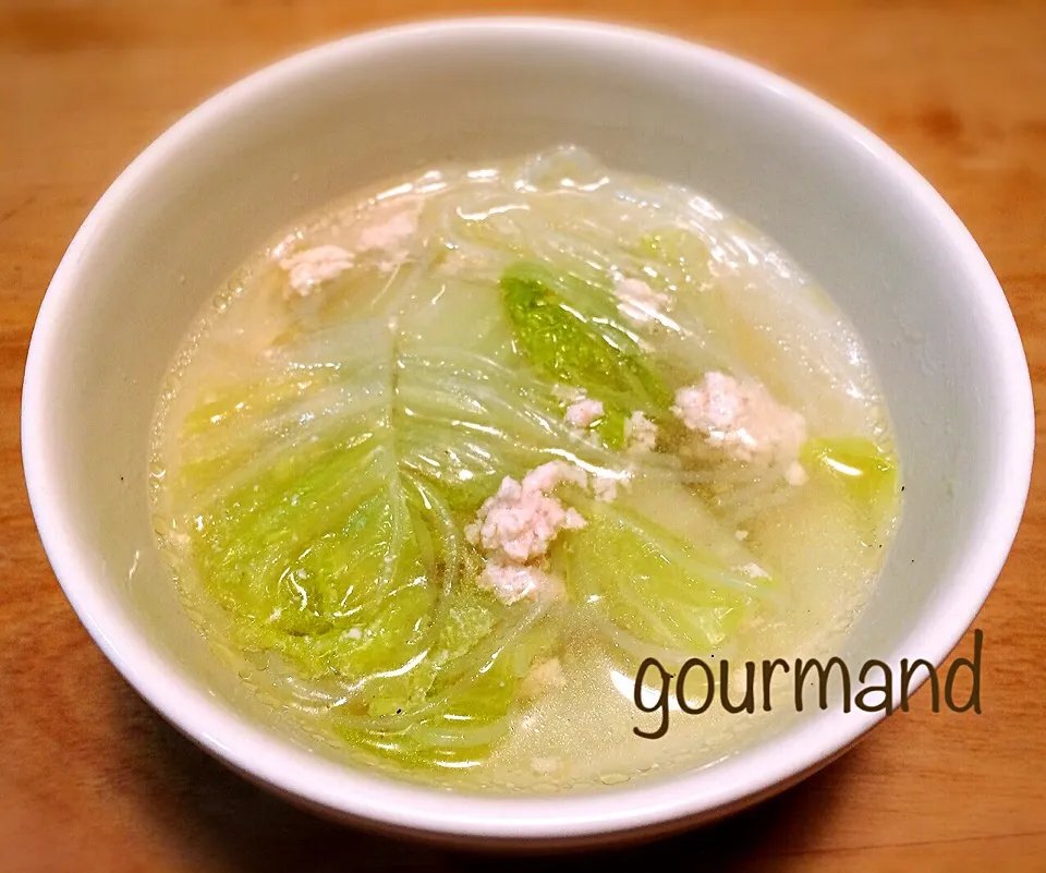 鶏挽肉と白菜の春雨スープ♪|プーティさん