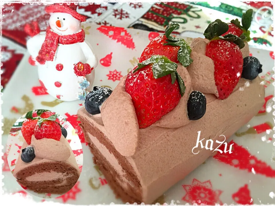 Snapdishの料理写真:ココアロールケーキ🍓|kazu★さん