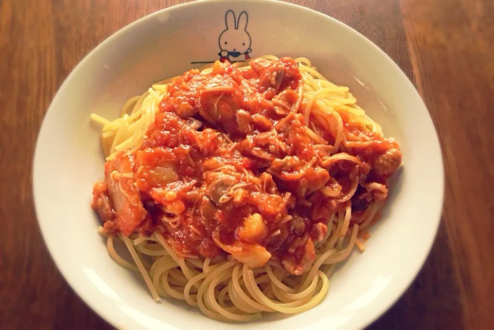 Snapdishの料理写真:チキンカチャトラパスタ|うちごはん、おやつさん