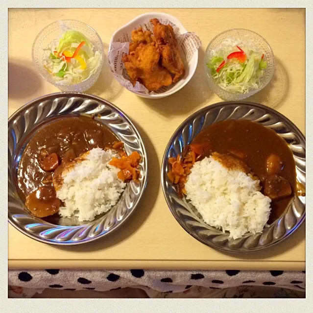 Snapdishの料理写真:カレー☆サラダ☆鶏胸肉のスパイシー唐揚げ꒰ ૢ❛ั◡❛ั ॢ✩꒱|とまこ(*^o^*)さん