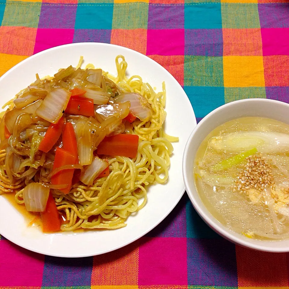 あんかけ焼きそば、野菜スープ|Bet2yさん