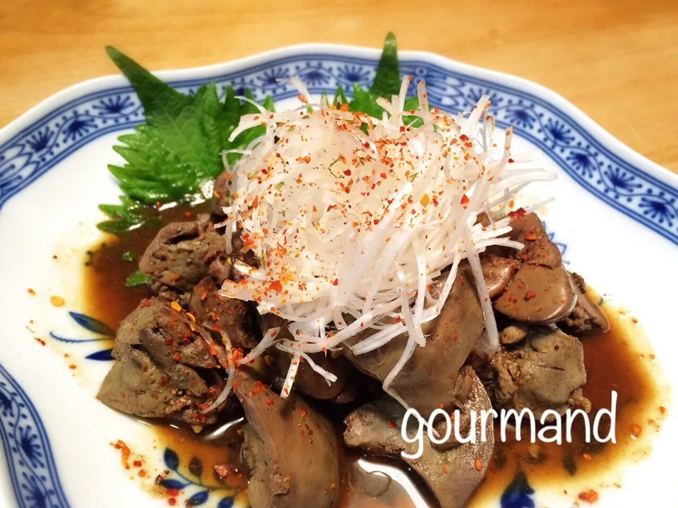 咲きちゃんの💖鶏レバーの黒酢煮白髪ネギ添え|プーティさん