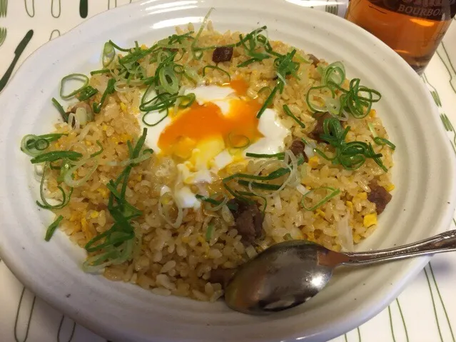 半熟卵のネギ炒飯❗️(ˊo̶̶̷ᴗo̶̶̷`)੭✧✨|サソリさん