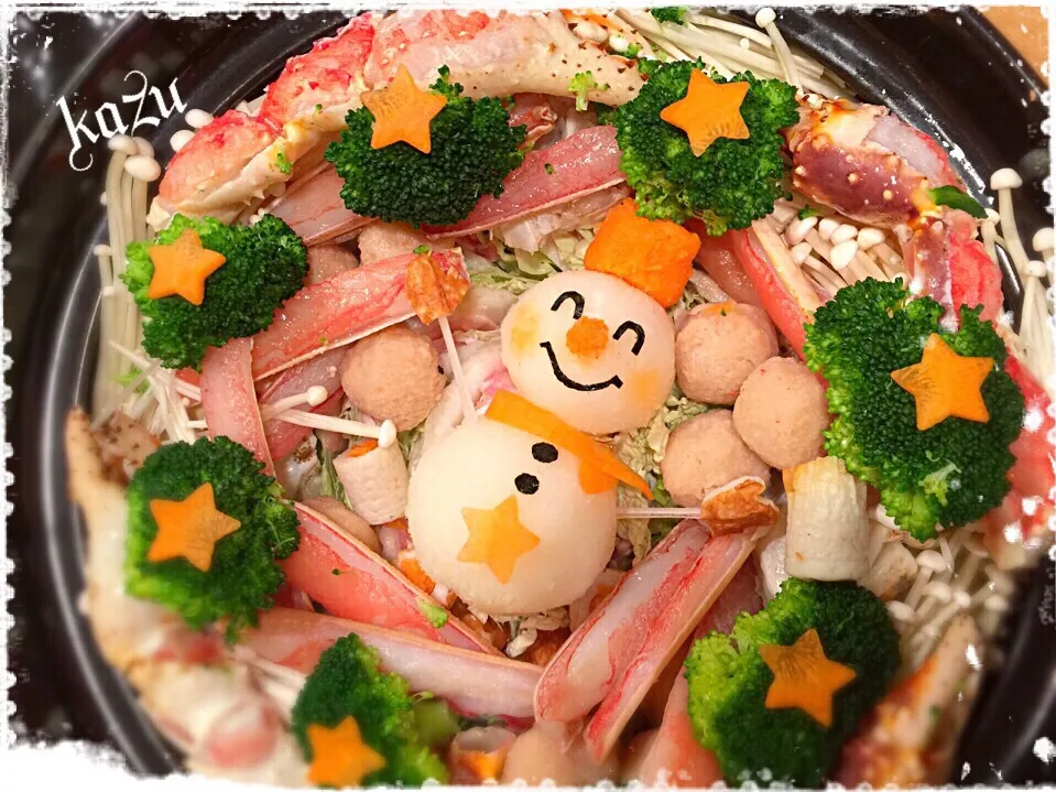 Snapdishの料理写真:蟹に囲まれ幸せな雪だるま⛄️😁|kazu★さん