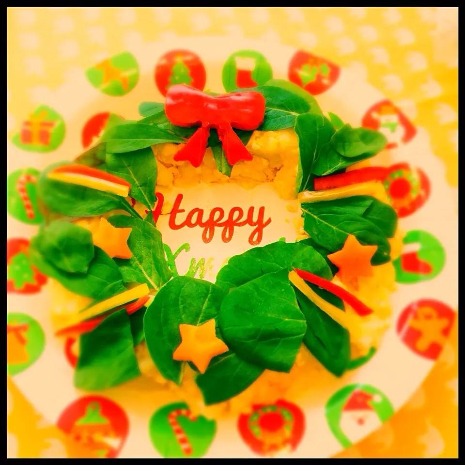 クリスマスリースのサラダ|アビーさん