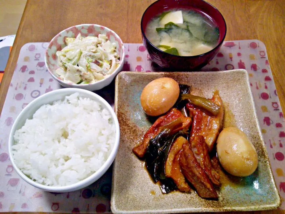 １２月２０日 角煮 白菜サラダ お味噌汁|いもこ。さん