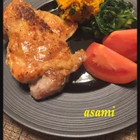 Snapdishの料理写真:志野さんの料理 鶏モモ肉ポアレ                                 塩だれ風味                                     レストランみたいに作ろう〜    塩だれで仕上げました♡皮がパリパリで身はジューシーーー♡