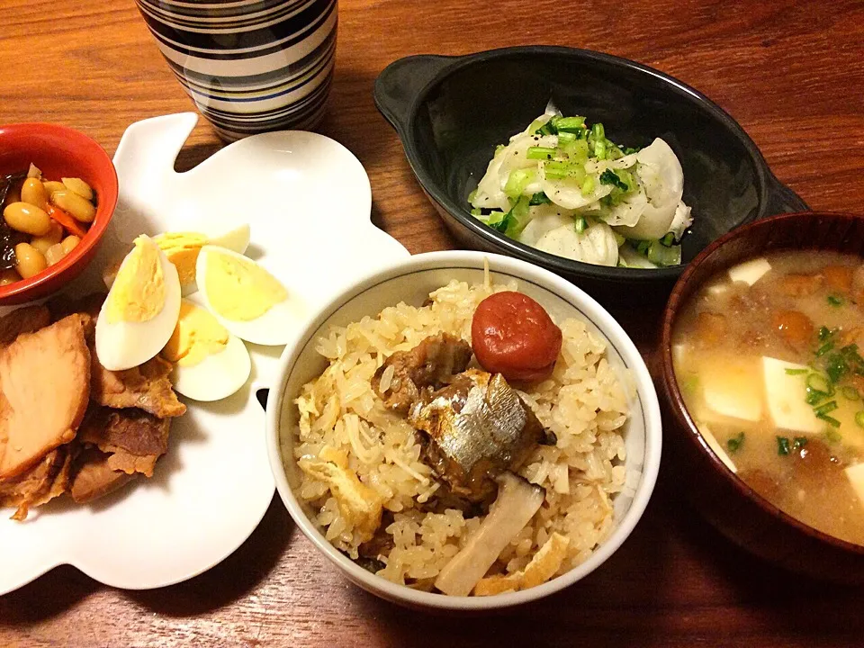 さんま缶の生姜風味炊き込みご飯、カブのレモン胡椒浅漬け、なめこ汁 2014.12.21|キラ姫さん