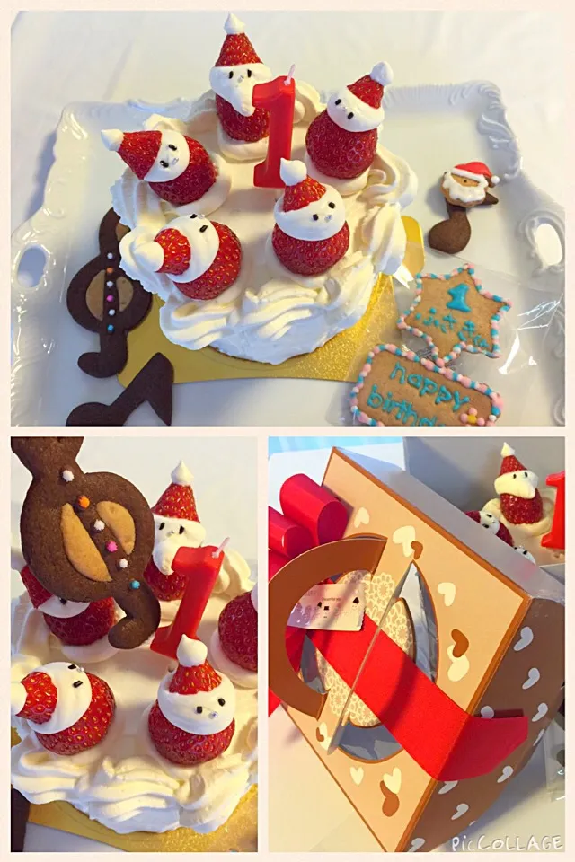 Snapdishの料理写真:１歳のお誕生日Xmasぽいケーキ|sonokoさん