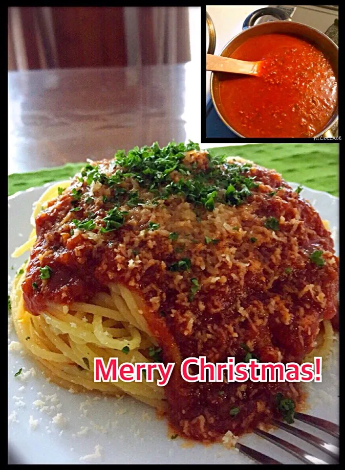 🎉Merry Christmas!🎉 オヤジ特製の家族みんな大好き♡ミートソーススパゲッティー♬ 昨晩から仕込んだプロ級ソースだよ😄|TETSU♪😋さん