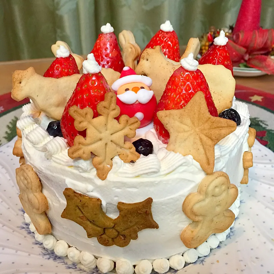 手作りクッキーをペタペタしてクリスマスケーキ♪♪|moyukitaさん