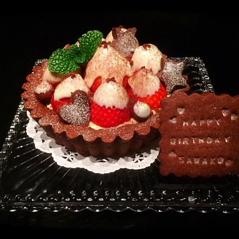 「「ネオナチュレ」バター置き換えに♪」を使ってみたSnapdishの料理・レシピ写真:Birthday Cake ♪( ´▽｀)  Cocoa  & White chocolate tart