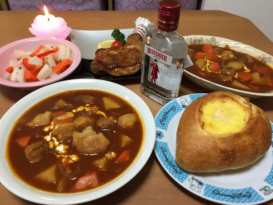 ビーフィーターと一緒にChristmas晩ご飯|まゆめろさん