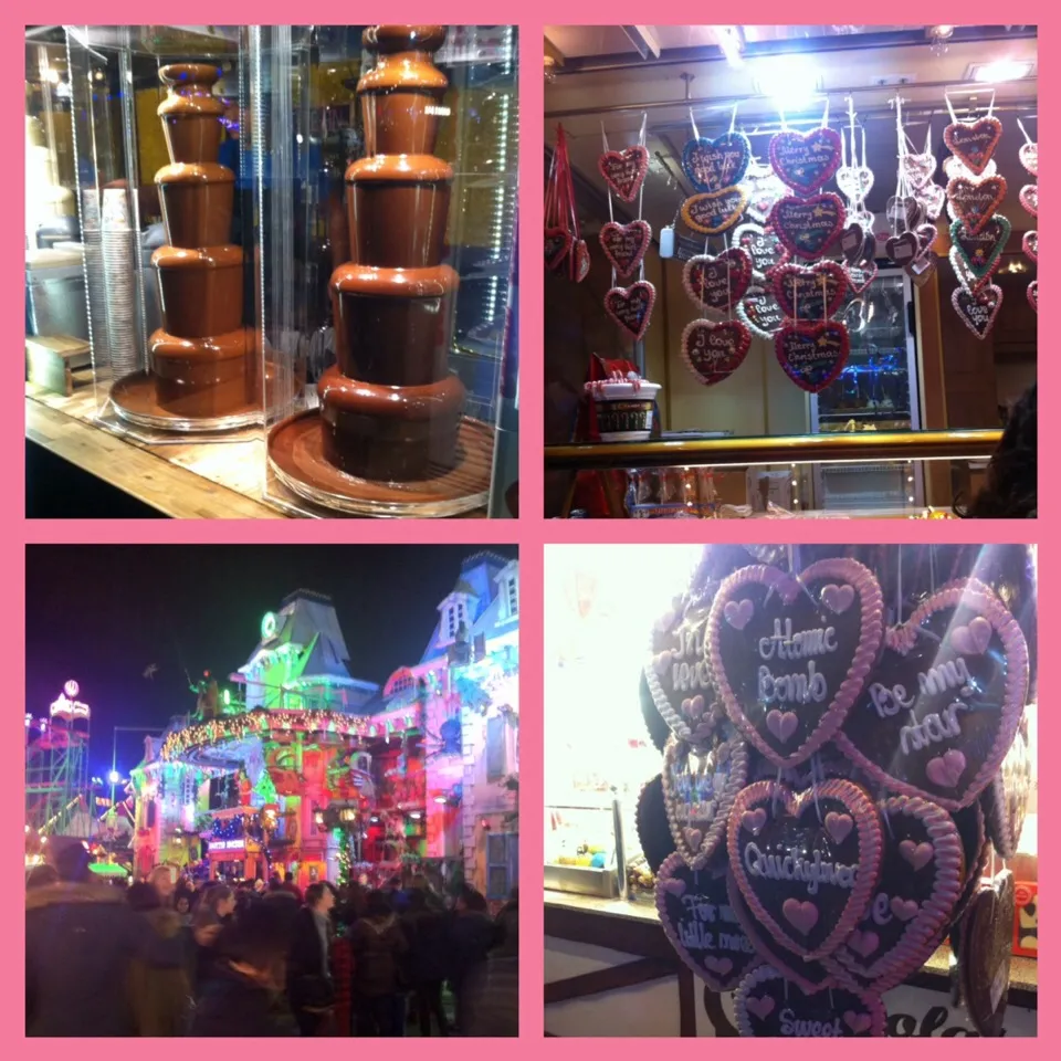 Fun at Winter Wonderland, Hyde Park, London - chocolate fountain and gingerbread hearts|🍓Jolejo🍓さん