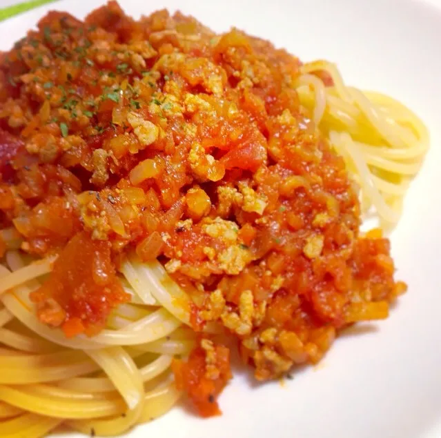 Snapdishの料理写真:今日の夕飯はミートソーススパゲティ(*´ڡ`●)|はなさん