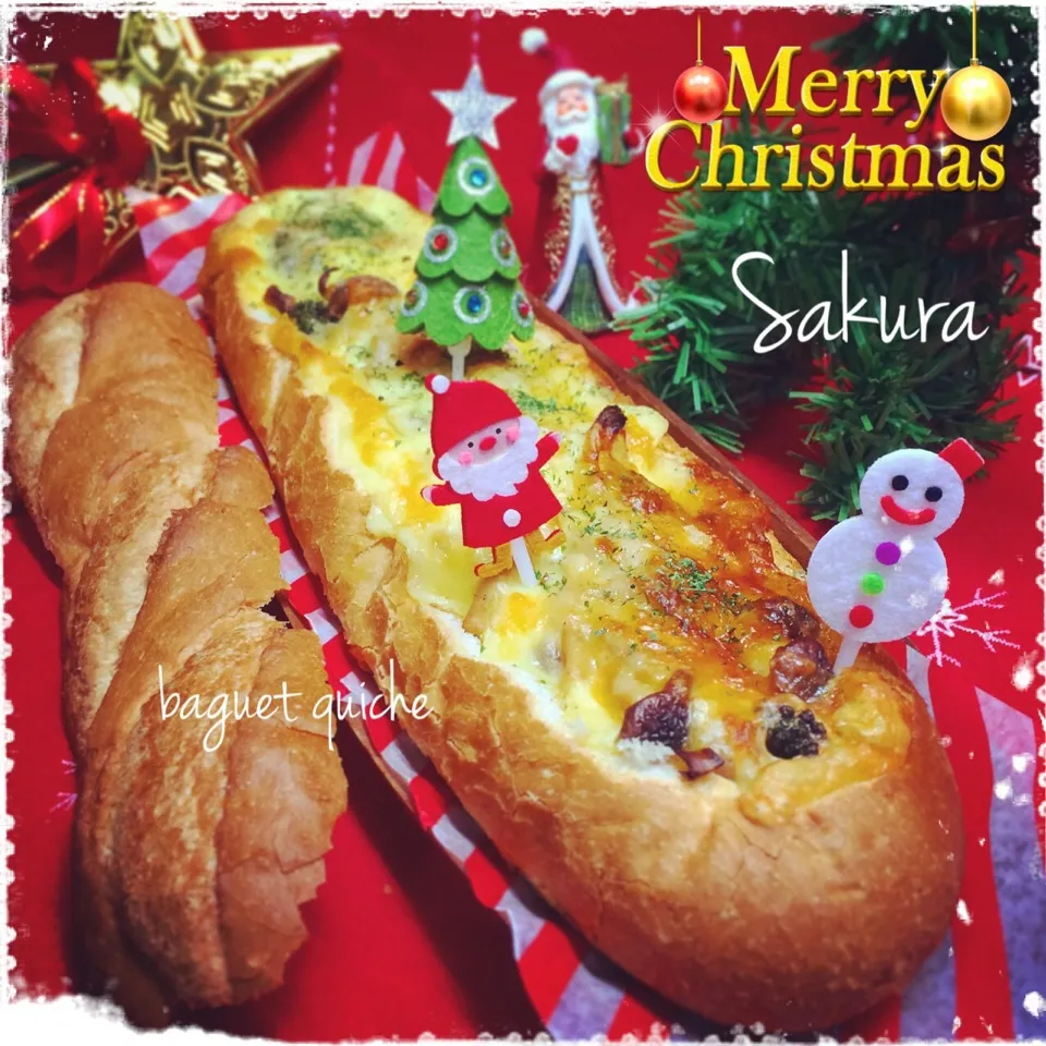 Snapdishの料理写真:chieko ♪さんの料理 バケットキッシュ  今夜はXmasパーティ🎄パート1|さくちんさん