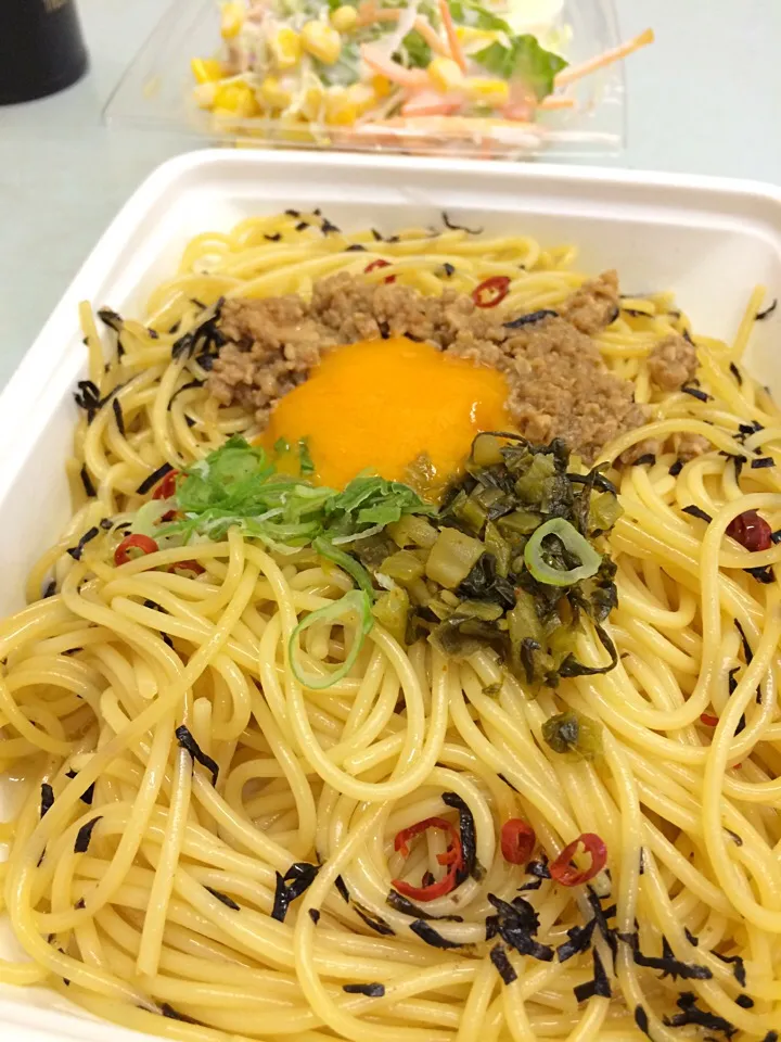 鶏そぼろ高菜の和風パスタ|wildcat山猫さん