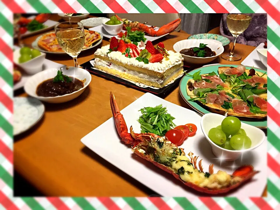 Snapdishの料理写真:クリスマスパーティ🎉今日のメインはロブスターପ(´‘▽‘｀)ଓ♡⃛|みどりさん