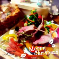 自家製塩レモンペーストと生姜とスパイスに漬け込んだラムチョップでMerryXmas*ଘ(੭*ˊᵕˋ)੭* ੈ✩︎‧₊˚