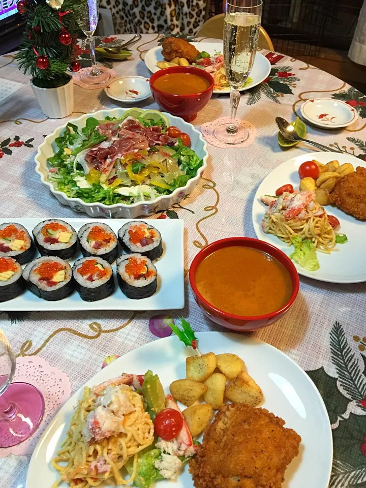 Snapdishの料理写真:クリスマスイヴディナー|kokoさん