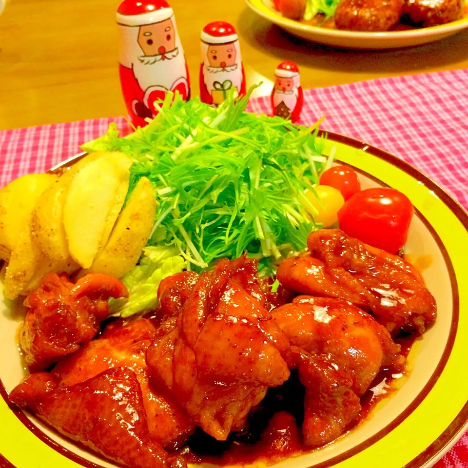 照り焼きチキンでメリークリスマスイブ〜🍴🍴|かずみさん