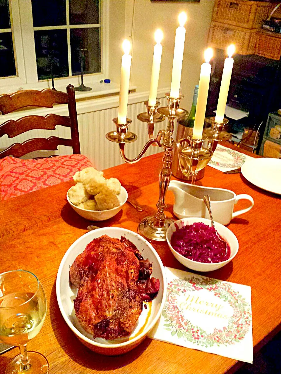 Christmas Eve Dinner roasted duck stuffed with prunes andapricots, german potatoe dumplings and braised red cabbage #christmas #Eve #Dinner #Duck #roast #dumpli|Biscuite Queenさん