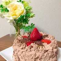 Snapdishの料理写真:バナナとイチゴのチョコケーキ|まりさん