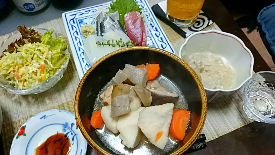 Snapdishの料理写真:魚重の刺身＆コールスロー＆がめ煮|まぐろさん