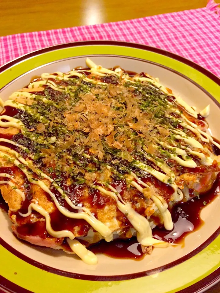 タコ焼き粉でお好み焼きな夕食🍚🍚|かずみさん