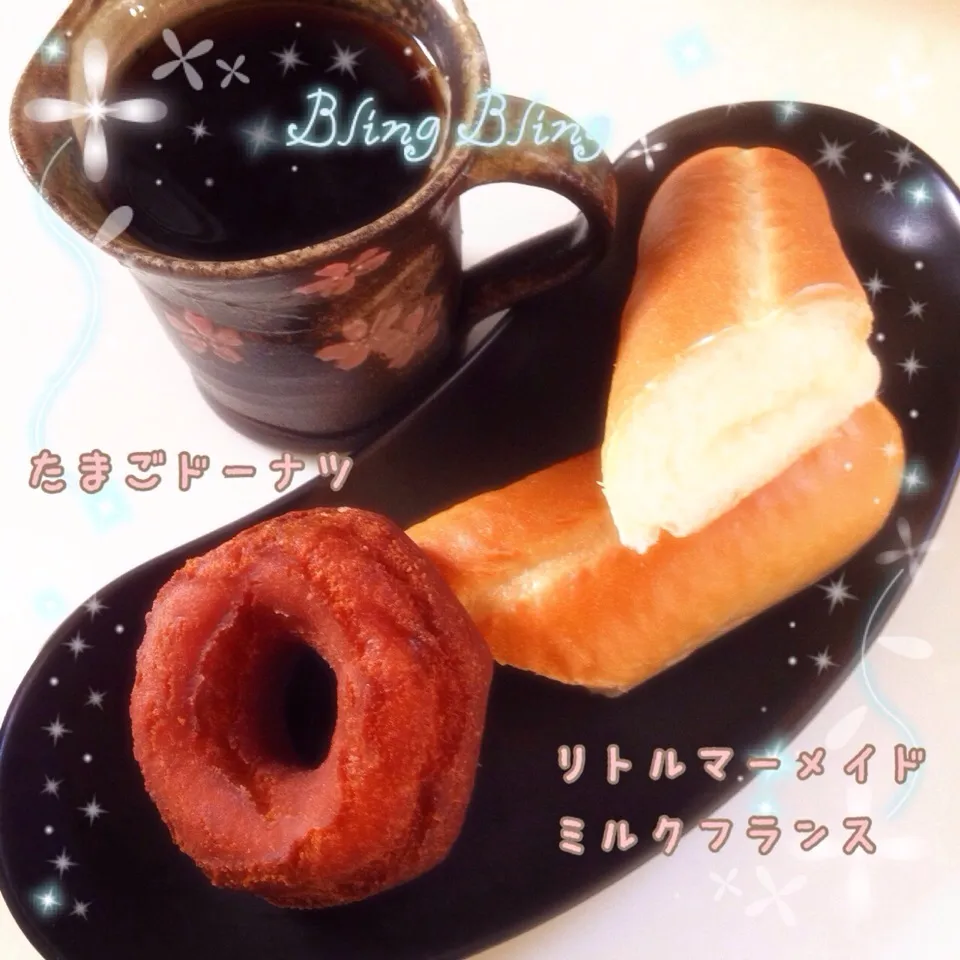 Snapdishの料理写真:リトルマーメイドのミルクフランスとたまごドーナツ💕|Makinsさん