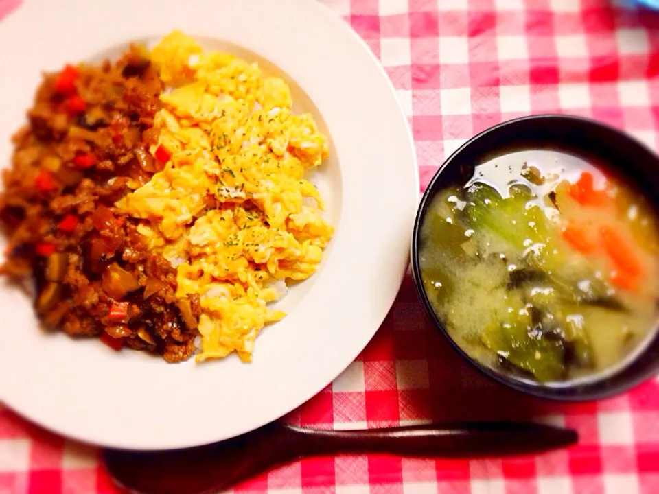 Dinner...二色、レタスお味噌汁|ちるのさん