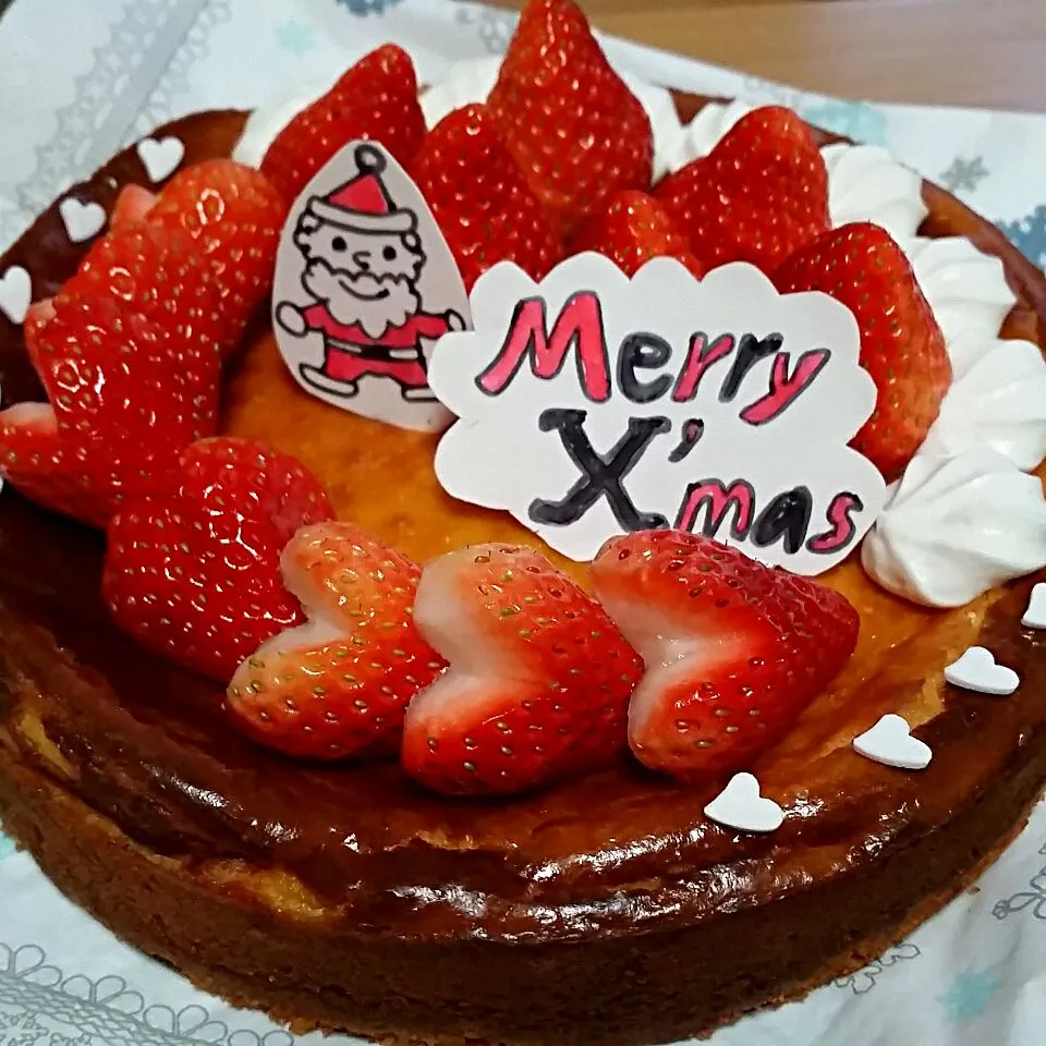 クリスマスチーズケーキ サンタは牛乳パックで|かつこ ともこさん