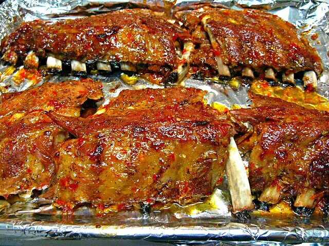 Sticky Sweet Thai Chili Baby Back Ribs: After Broiling to Caramelize the Sweet Chili Sauce #Pork #Christmas #Party 2014 #Holidays/Celebrations #Main dish  😊 💜 #|Alisha GodsglamGirl Matthewsさん