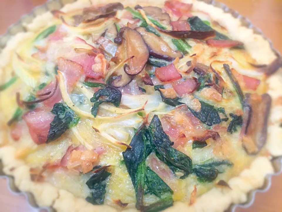 Spinach,bacon,mushroom quiche|Masakiさん