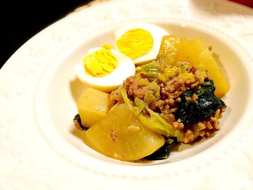 大根とひき肉の煮物|くまがいまりさん