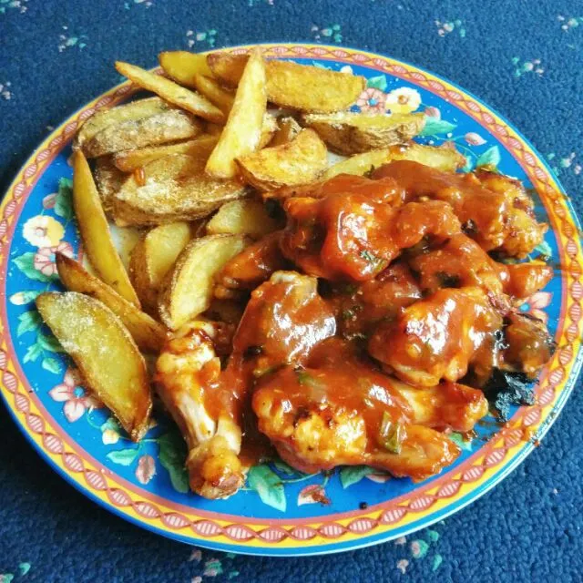 Wings &  Wedges
#chickenwings #parmesanfries #homemade #Snack/Teatime|Nomee Celciusさん