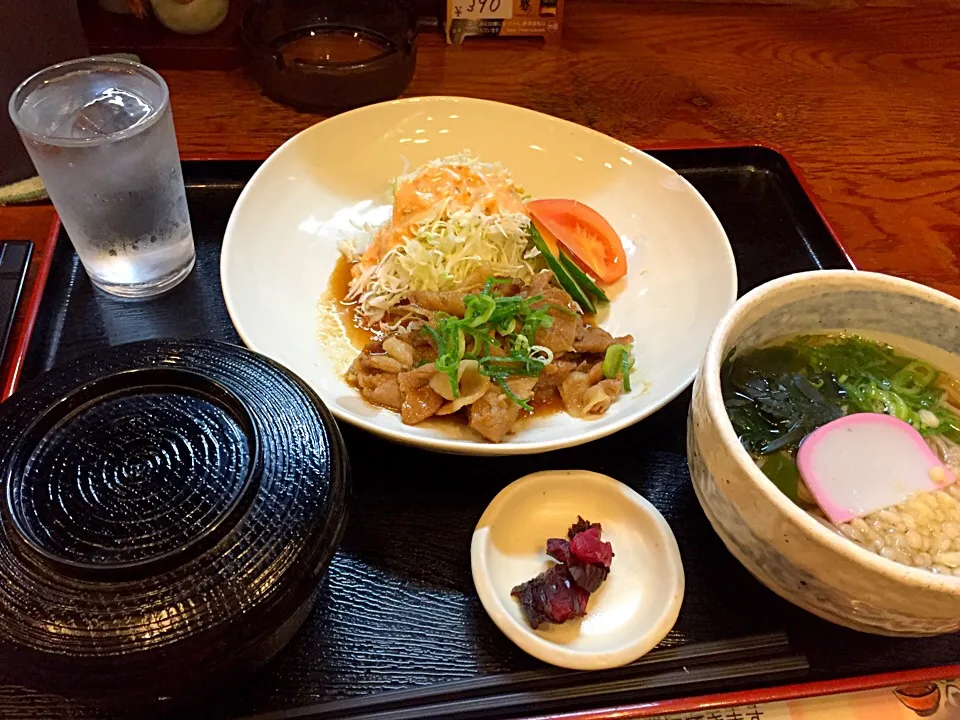 生姜焼きとミニそば(^O^)／|すかラインさん