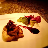 foei grass with rassberry sauce and masclune salad|hendraさん