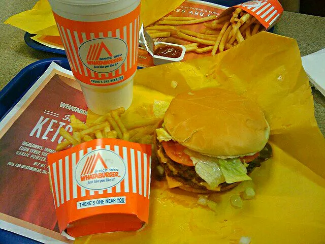 #Lunch at WhataBurger with My Lil Foodie Princess #Box lunch/Deli #Main dish  Double Cheeseburger with extra Cheese Mayo and Onions  #Side dish French fries 🍟 #|Alisha GodsglamGirl Matthewsさん