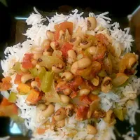 Snapdishの料理写真:Black-eyed peas over Basmati rice|Annyce Lee-Davisさん