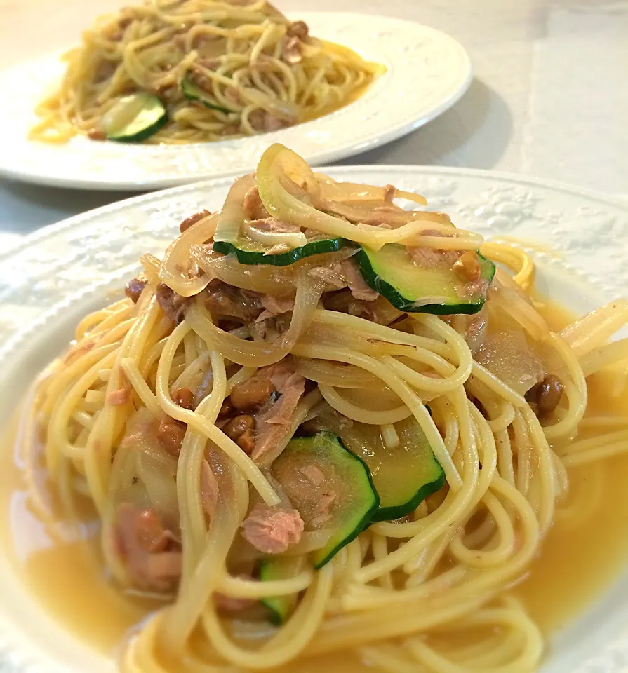 くららさんの料理                            ツナと納豆のスパゲティ⭐|志野さん