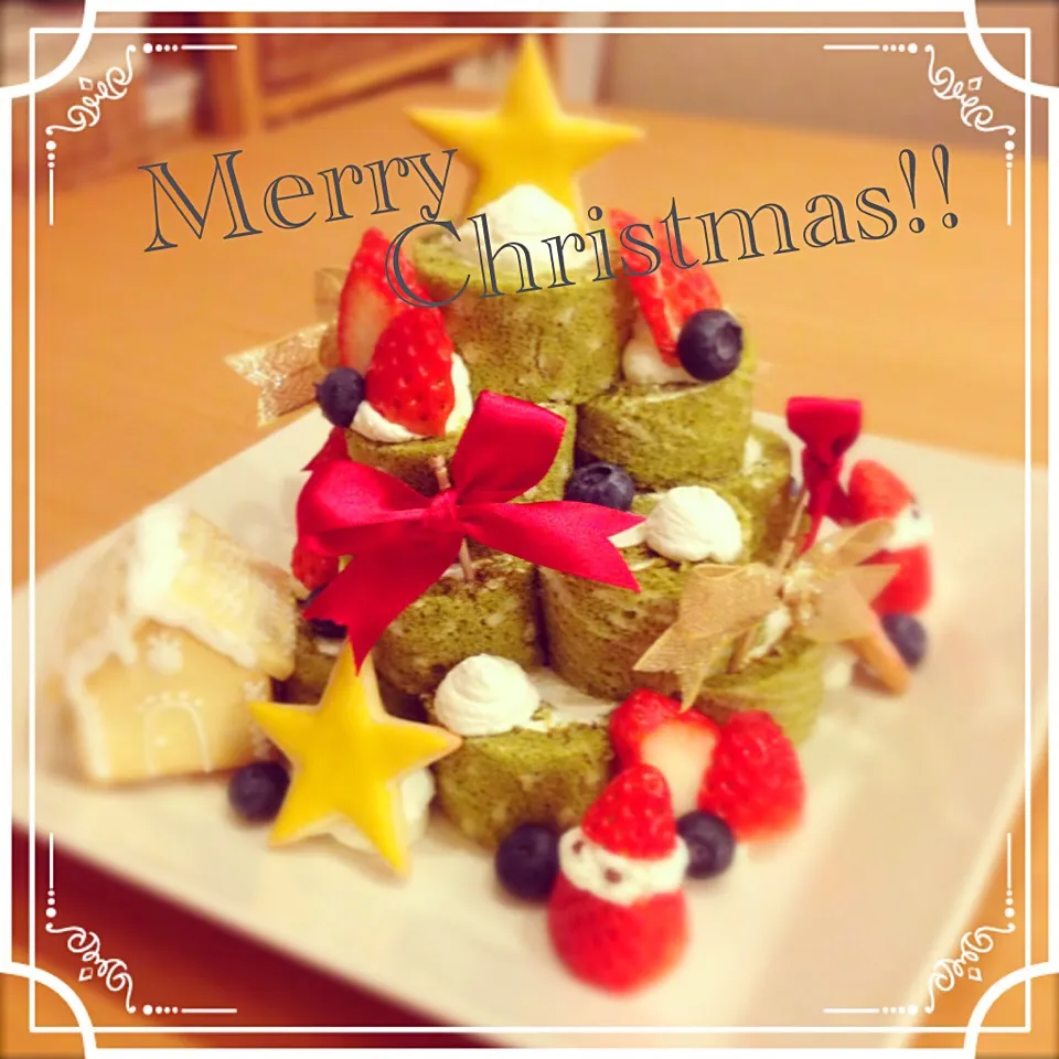 クリスマス🎄ロールケーキタワー|rieさん