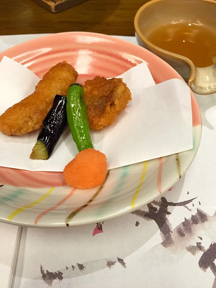 揚げ物 鮟鱇唐揚げ 小茄子 青唐|うえのぶさん