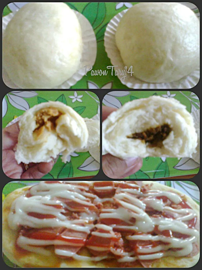 Cemilan sore tadi, khusus dibuat untuk paopei semua inih...
Bakpao isi abon tuna homemade dan isi selai kacang,plus Pizza topping kornet dan sosis.
Puasss denga|taryさん